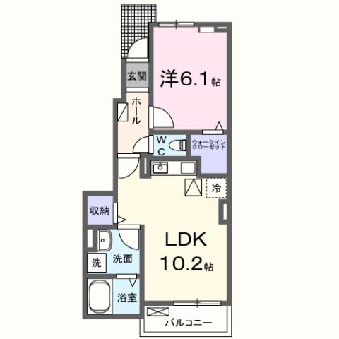 ポンテリブロK・I(1LDK/1階)の間取り写真