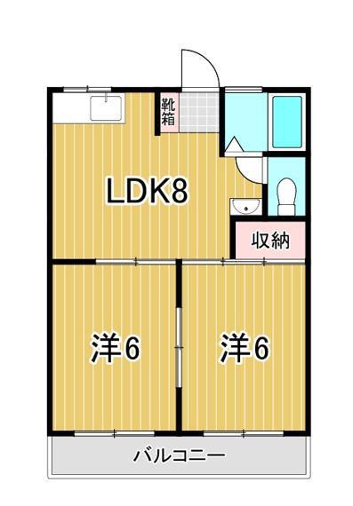 第Ⅱ立花パークハイツ(2DK/3階)の間取り写真