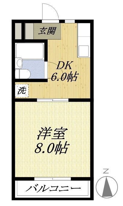 ハイツ赤とんぼ(1DK/1階)の間取り写真