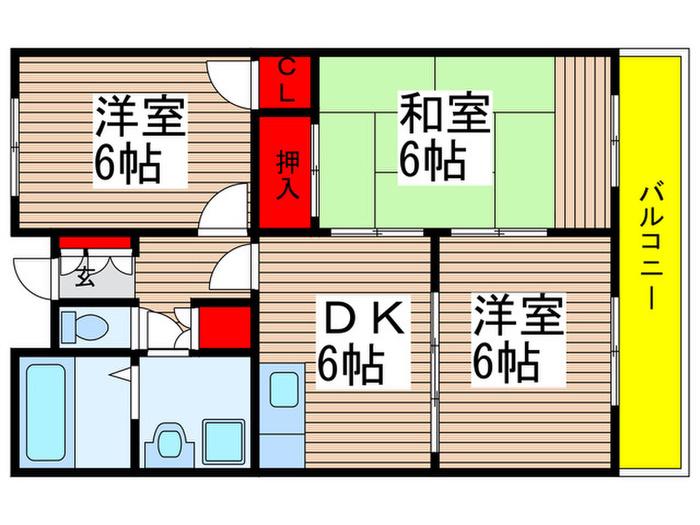 アビタシオン八千代(3DK/2階)の間取り写真