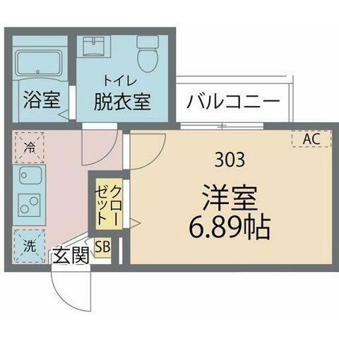 カインドネス海老名II(1K/3階)の間取り写真