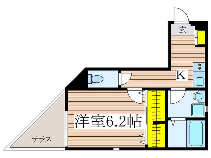ペルシカ(1K/1階)の間取り写真