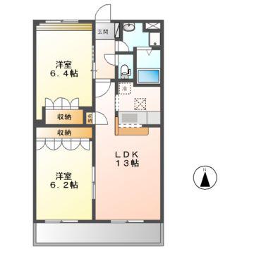 グリーンヒルズ(2LDK/1階)の間取り写真