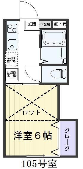 チェリーハウスパートII(1K/1階)の間取り写真