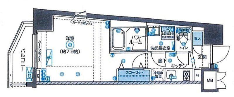 ZOOM南麻布(1K/3階)の間取り写真