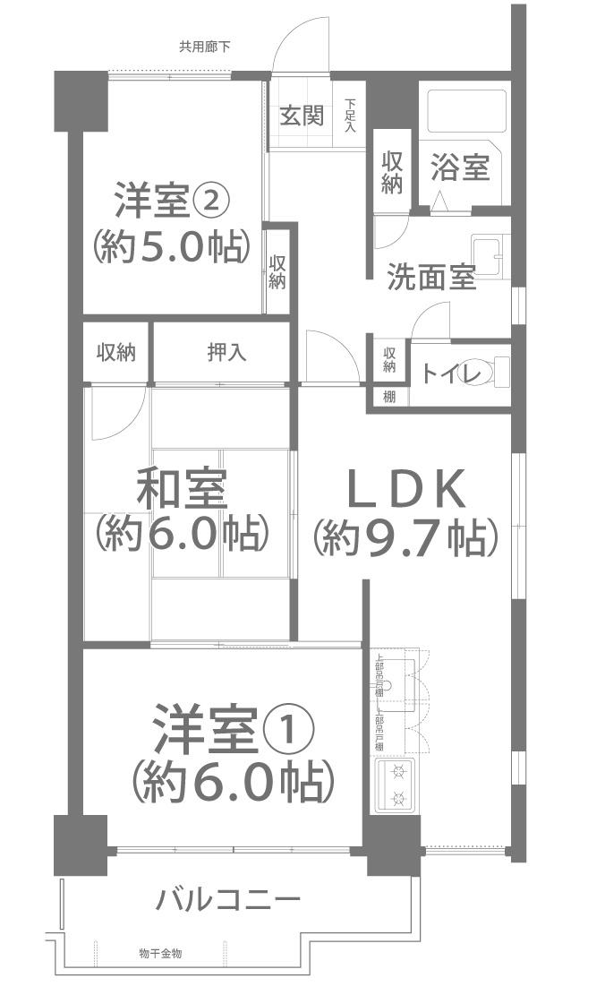 メゾンド岡文館(3LDK/7階)の間取り写真