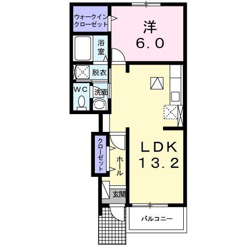ヴァン リーブル II(1LDK/1階)の間取り写真