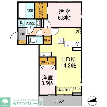 シャルム(2LDK/1階)の間取り写真