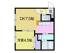 プリオール恵庭(1LDK/1階)の間取り写真