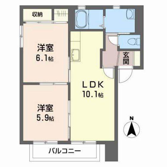 エステートビュー C(2LDK/2階)の間取り写真