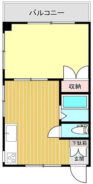 正木ビル(1DK/2階)の間取り写真