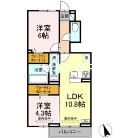ラルブルボヌール(2LDK/1階)の間取り写真