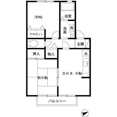 セジュール山ノ手(2LDK/2階)の間取り写真