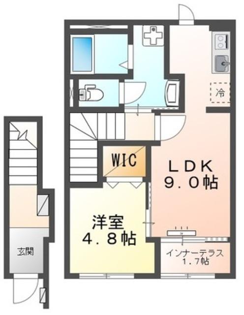 フリージア R(1LDK/2階)の間取り写真