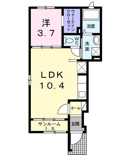 プリムラMT(1LDK/1階)の間取り写真