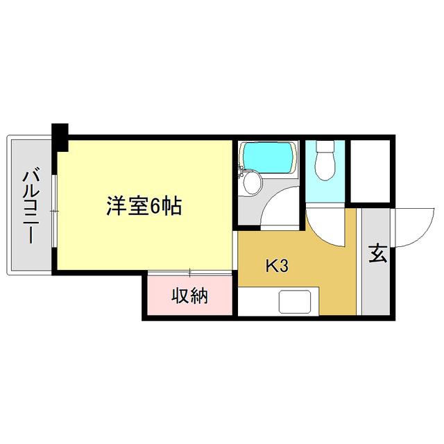 コーポ舟入川(1K/3階)の間取り写真