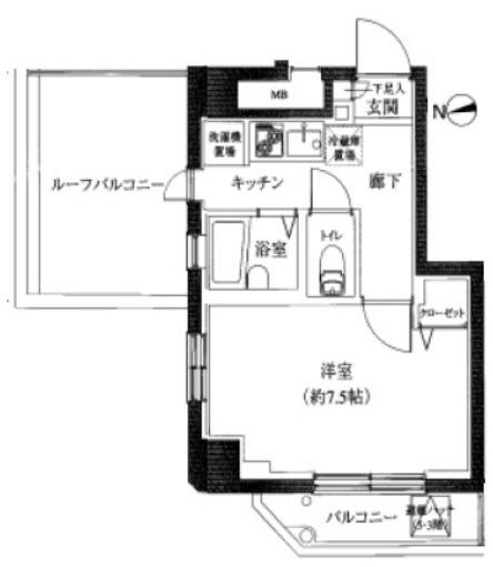 ミュージックジョイ神楽坂(1K/6階)の間取り写真