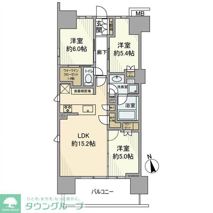 パークホームズ杉並上荻(3LDK/4階)の間取り写真