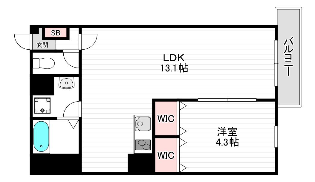 SOLASIA RESIDENCE 九条(1LDK/3階)の間取り写真