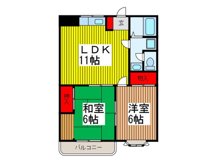 ハイツトミ(2LDK/3階)の間取り写真