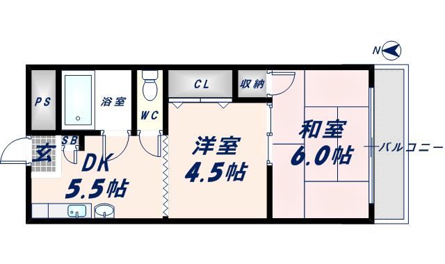 ロイヤルDYDO(2DK/2階)の間取り写真