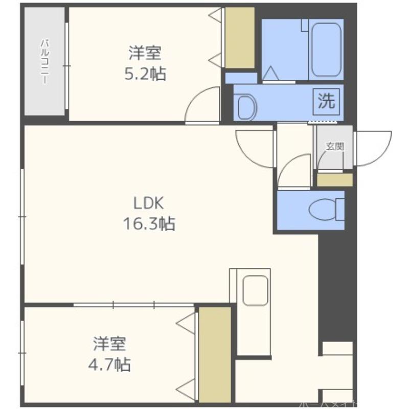 アルファ山の手南(2LDK/1階)の間取り写真