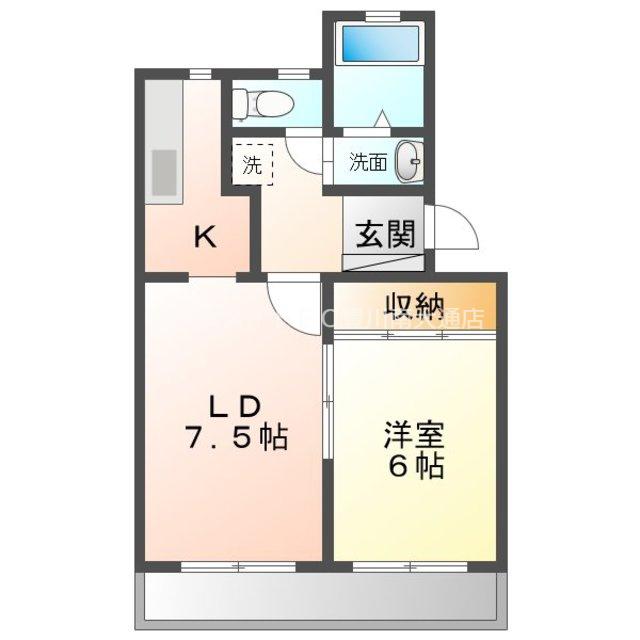 サンシャトレ神ノ輪(1LDK/1階)の間取り写真