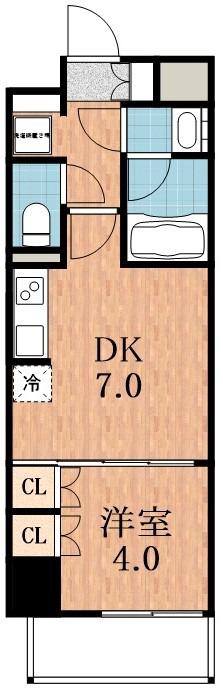 シティカレント天王寺ブロード(1DK/3階)の間取り写真