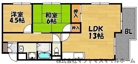 アヴニール1・2番館(2LDK/3階)の間取り写真