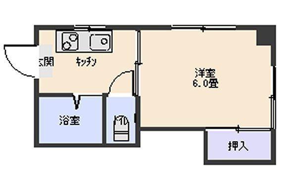 錦江台ハイツ(1K/1階)の間取り写真