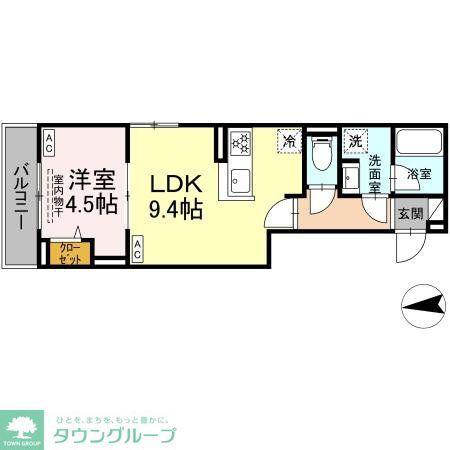 セレスティア六町IV(1LDK/3階)の間取り写真