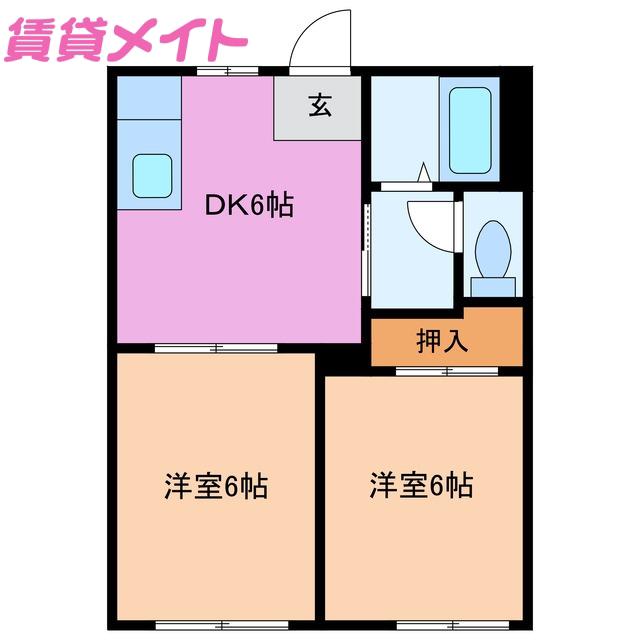 ファミール本郷C(2DK/1階)の間取り写真
