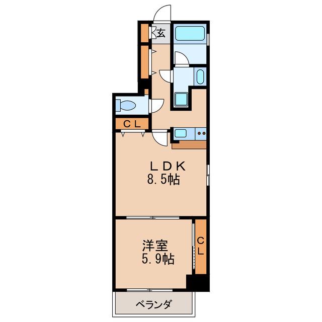 ライブコート泉(1LDK/3階)の間取り写真