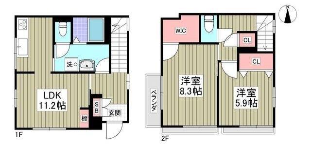 ムーンリリー(2LDK/1階)の間取り写真