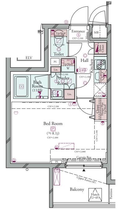 コンシェリア池上 THE RESIDENCE(1K/4階)の間取り写真