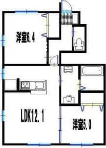 クオーレII(2LDK/1階)の間取り写真