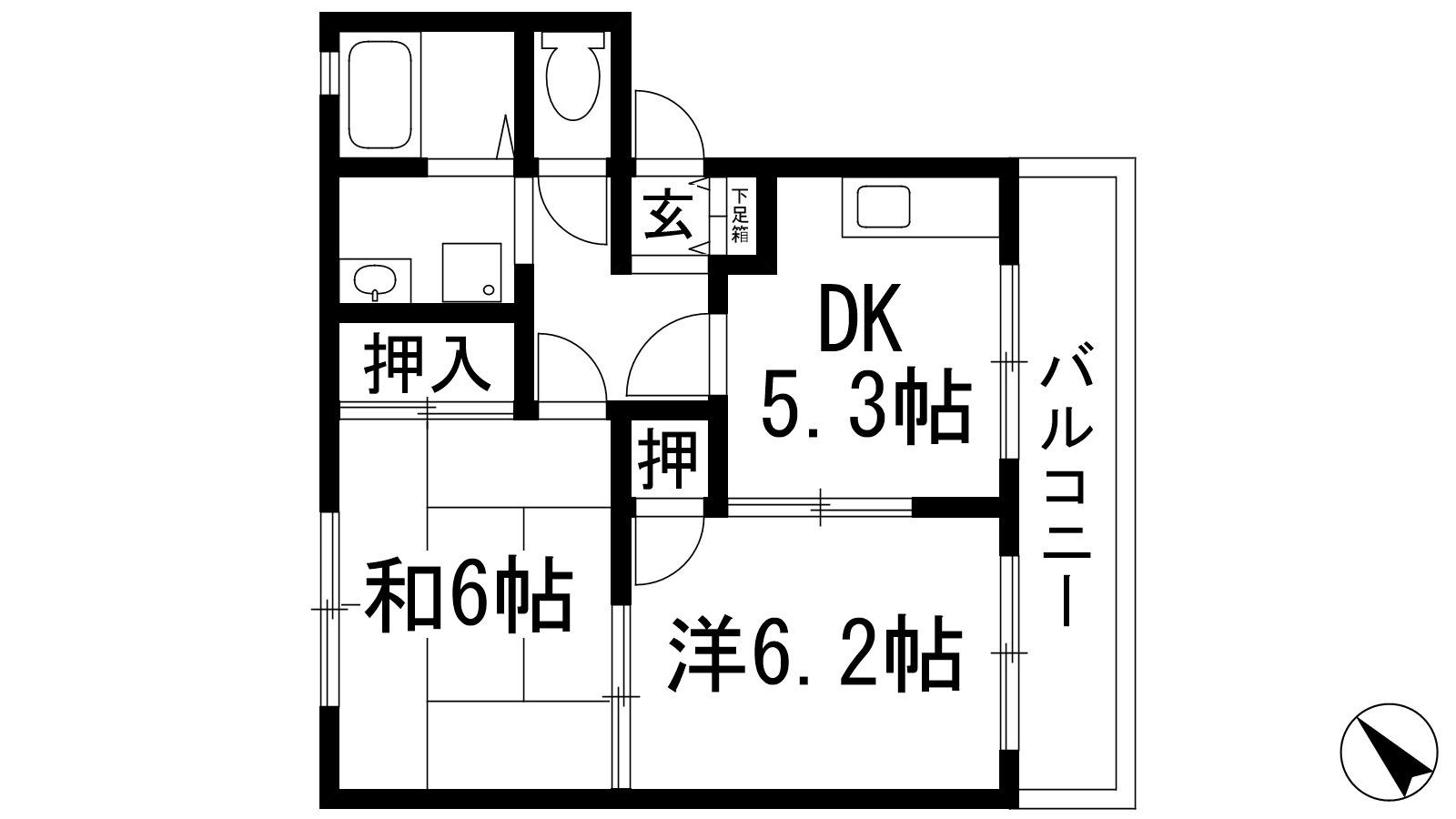 パークヴィレッジ(2DK/2階)の間取り写真