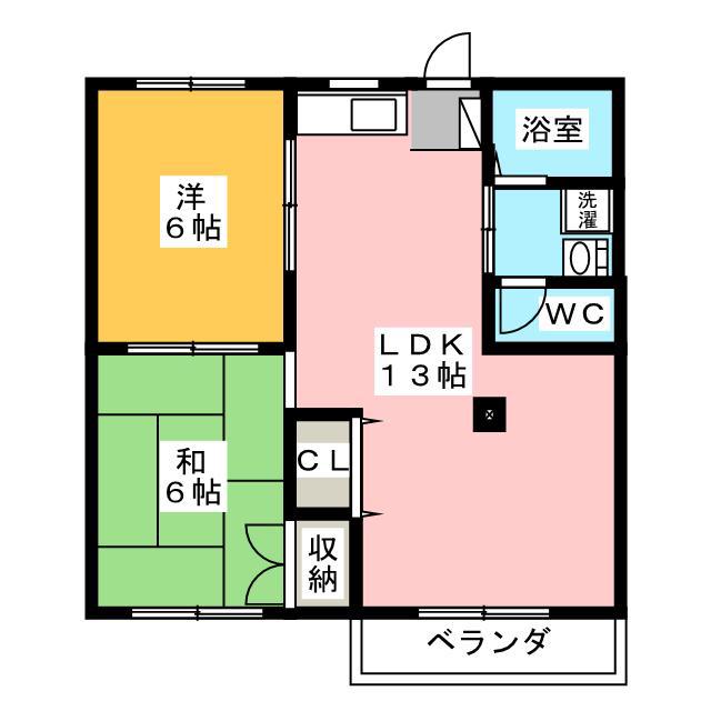 サンピュア昭府(2LDK/2階)の間取り写真