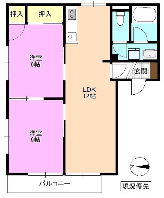 エスコリンズ(2LDK/1階)の間取り写真