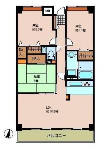 シーブリーズ東原五番館(3LDK/9階)の間取り写真