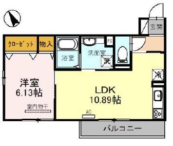フラン岡(1LDK/1階)の間取り写真