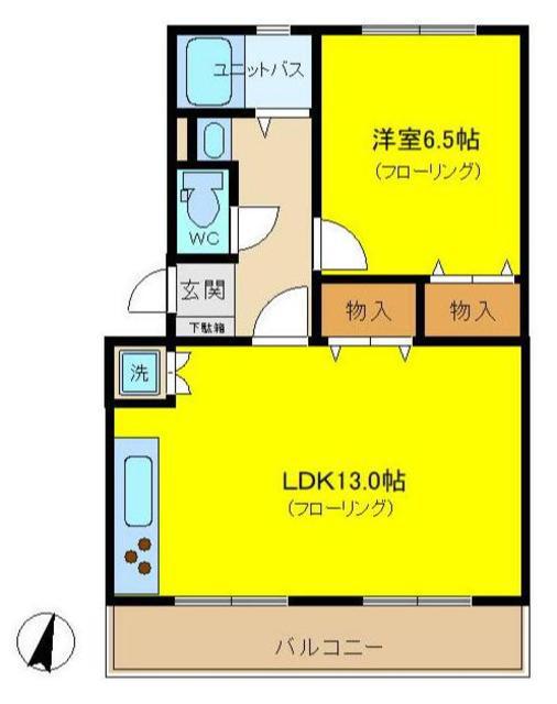 サニーハイツ土方(1LDK/3階)の間取り写真