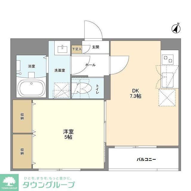 ウェルスクエア幡ヶ谷(1DK/1階)の間取り写真