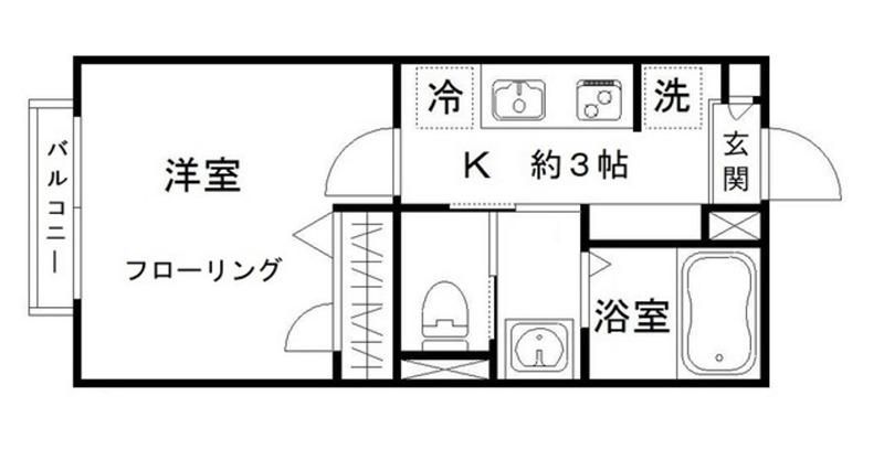 ACコモド(1K/2階)の間取り写真