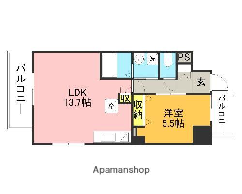 キルンズ高取(1LDK/5階)の間取り写真
