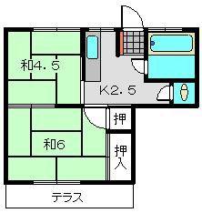旭荘(2K/2階)の間取り写真