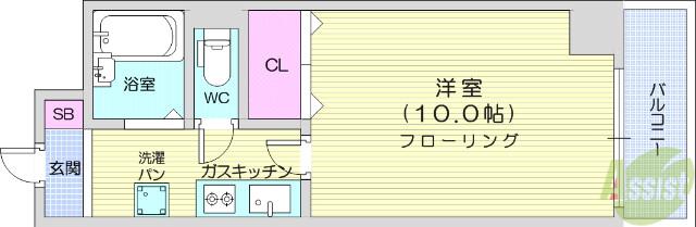 エルスタンザ河原町(1K/3階)の間取り写真
