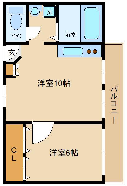 清山荘(1LDK/4階)の間取り写真