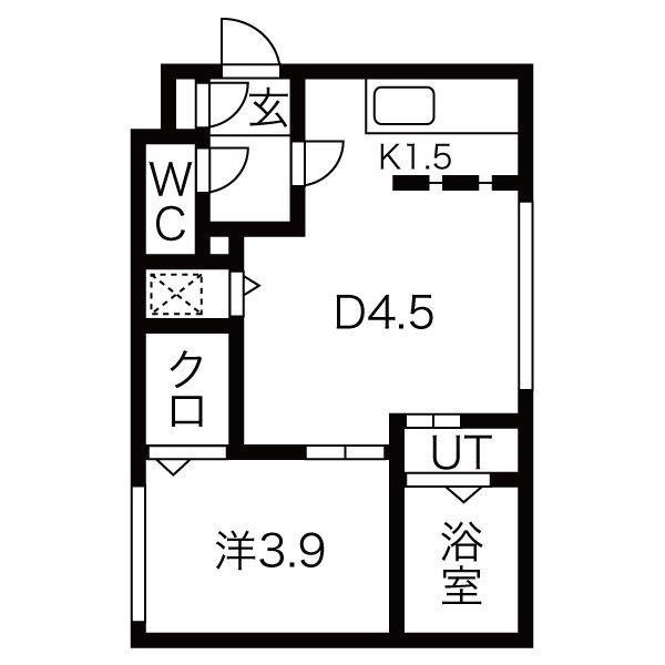 KNOWLEDGE円山(1DK/2階)の間取り写真