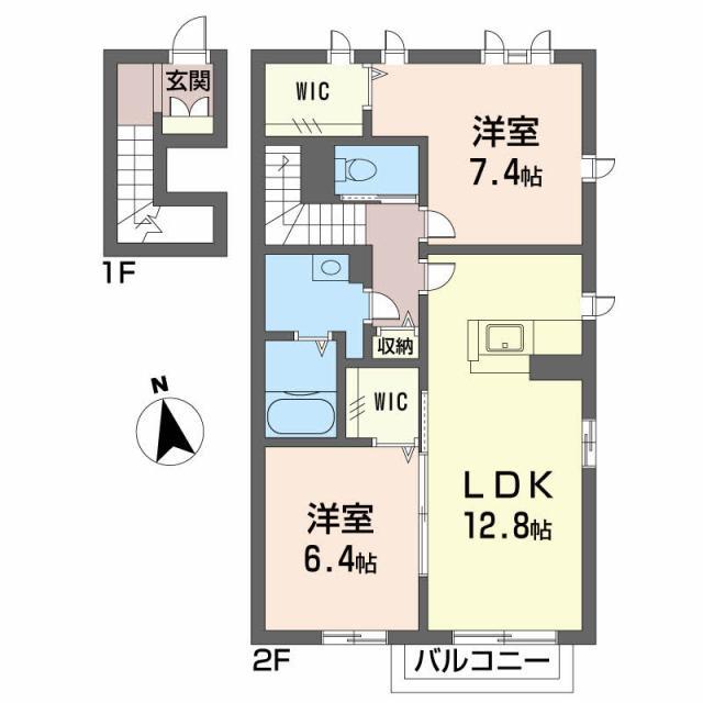 シャーメゾンAYA I番館(2LDK/2階)の間取り写真